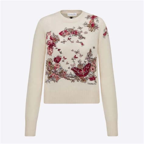 dior butterfly sweatshirt|Dior pink cashmere sweater.